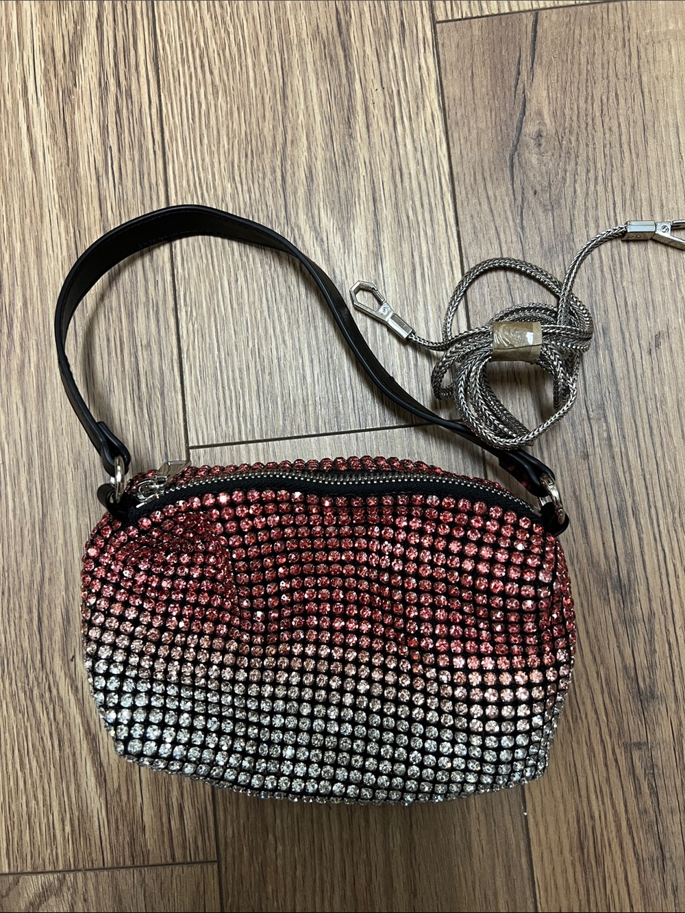 Crystal Ombre Crossbody Bag - Pink to Silver #1100 - Picture 2 of 7